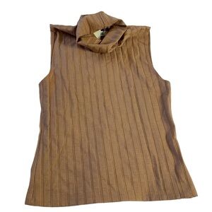 Women’s Medium Lewit Sleeveless Turtleneck Ribbed Top Tencel
